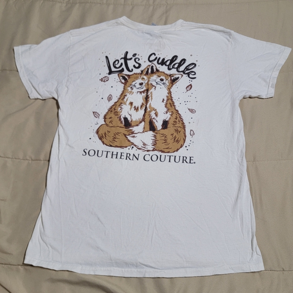Southern Couture Cream "Let's Cuddle" T-Shirt - Size Large